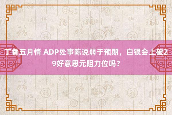 丁香五月情 ADP处事陈说弱于预期，白银会上破29好意思元阻力位吗？