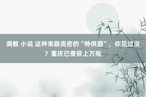 调教 小说 这种来路奥密的“特供酒”，你见过没？重庆已查获上万瓶