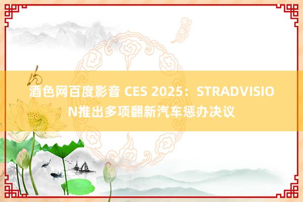 酒色网百度影音 CES 2025：STRADVISION推出多项翻新汽车惩办决议