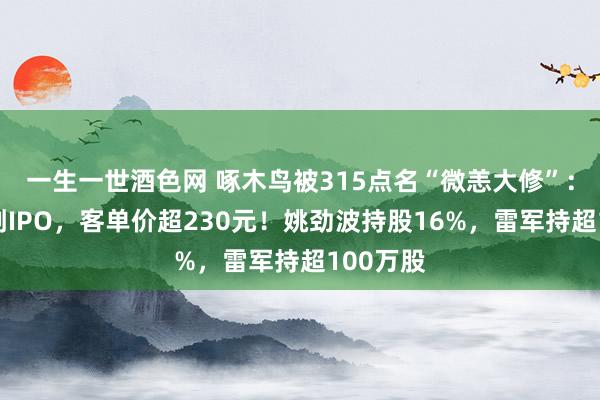 一生一世酒色网 啄木鸟被315点名“微恙大修”：两度冲刺IPO，客单价超230元！姚劲波持股16%，雷军持超100万股