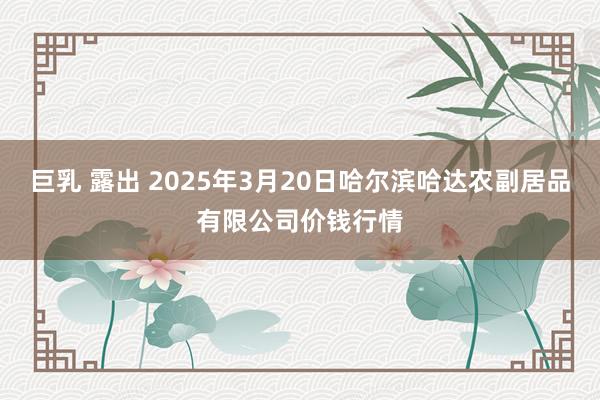 巨乳 露出 2025年3月20日哈尔滨哈达农副居品有限公司价钱行情