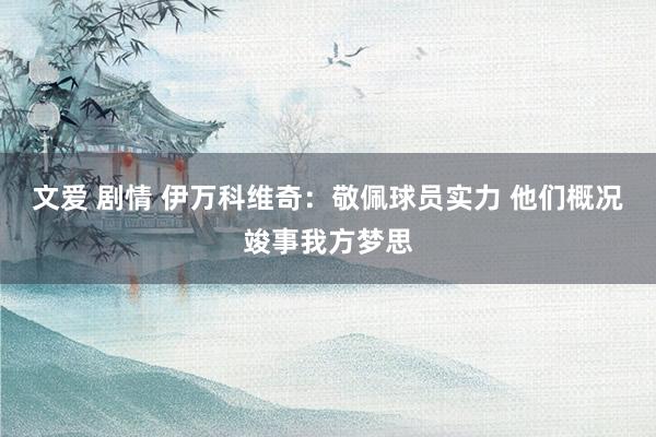 文爱 剧情 伊万科维奇：敬佩球员实力 他们概况竣事我方梦思