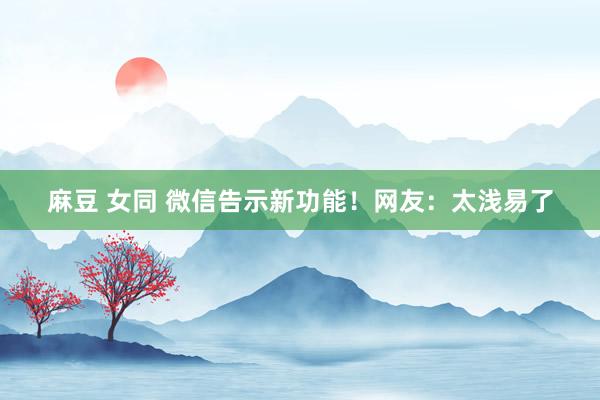 麻豆 女同 微信告示新功能！网友：太浅易了