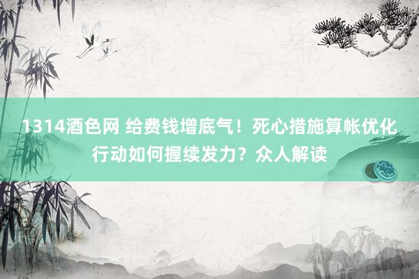 1314酒色网 给费钱增底气！死心措施算帐优化行动如何握续发力？众人解读