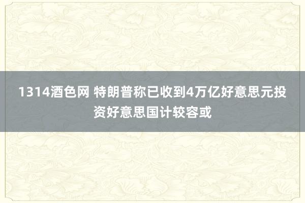 1314酒色网 特朗普称已收到4万亿好意思元投资好意思国计较容或