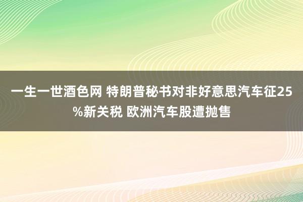 一生一世酒色网 特朗普秘书对非好意思汽车征25%新关税 欧洲汽车股遭抛售