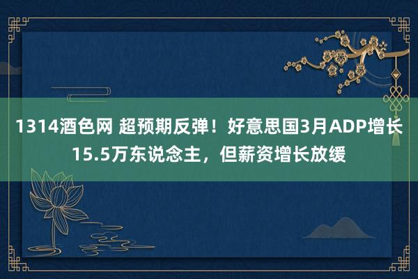 1314酒色网 超预期反弹！好意思国3月ADP增长15.5万东说念主，但薪资增长放缓