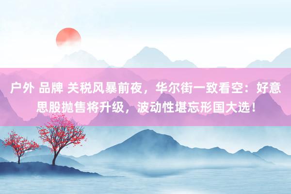 户外 品牌 关税风暴前夜，华尔街一致看空：好意思股抛售将升级，波动性堪忘形国大选！