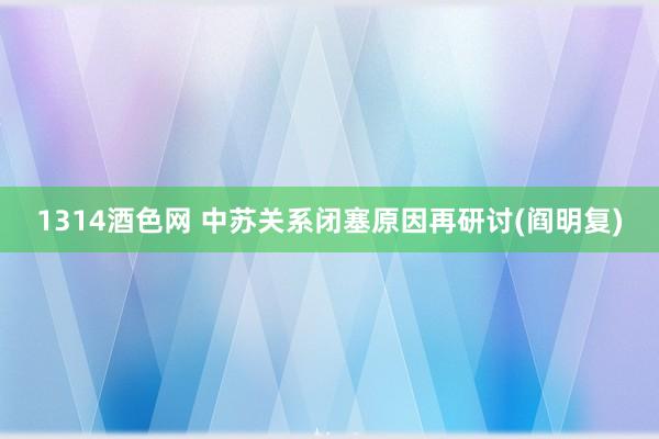 1314酒色网 中苏关系闭塞原因再研讨(阎明复)