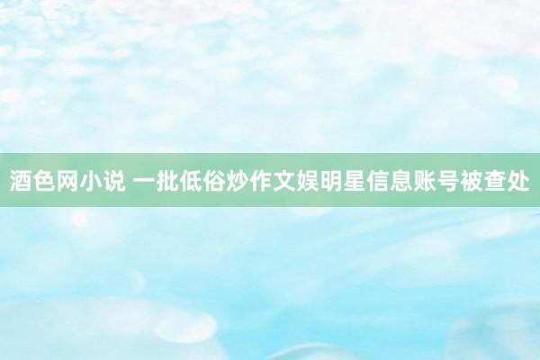 酒色网小说 一批低俗炒作文娱明星信息账号被查处