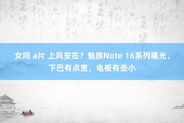 女同 a片 上风安在？魅族Note 16系列曝光，下巴有点宽，电板有些小