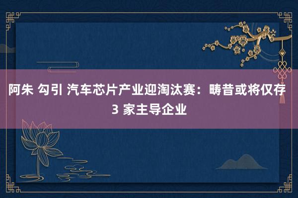 阿朱 勾引 汽车芯片产业迎淘汰赛：畴昔或将仅存 3 家主导企业