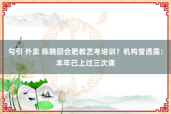 勾引 外卖 陈晓回合肥教艺考培训？机构曾透露：本年已上过三次课