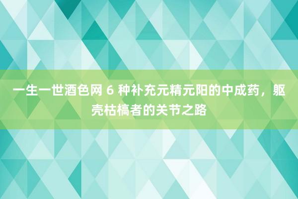 一生一世酒色网 6 种补充元精元阳的中成药，躯壳枯槁者的关节之路