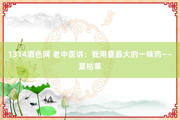 1314酒色网 老中医讲：我用量最大的一味药——夏枯草