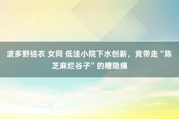 波多野结衣 女同 低洼小院下水创新，竟带走“陈芝麻烂谷子”的糟隐痛