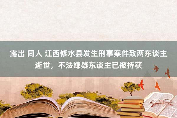 露出 同人 江西修水县发生刑事案件致两东谈主逝世，不法嫌疑东谈主已被持获