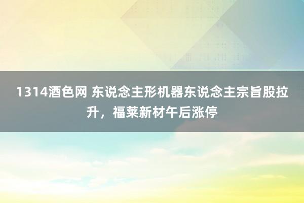 1314酒色网 东说念主形机器东说念主宗旨股拉升，福莱新材午后涨停