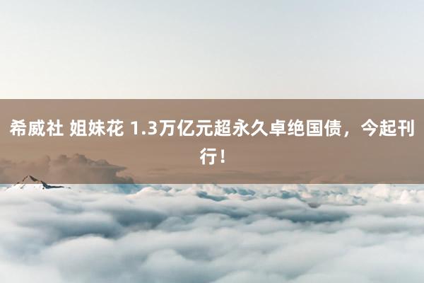 希威社 姐妹花 1.3万亿元超永久卓绝国债，今起刊行！
